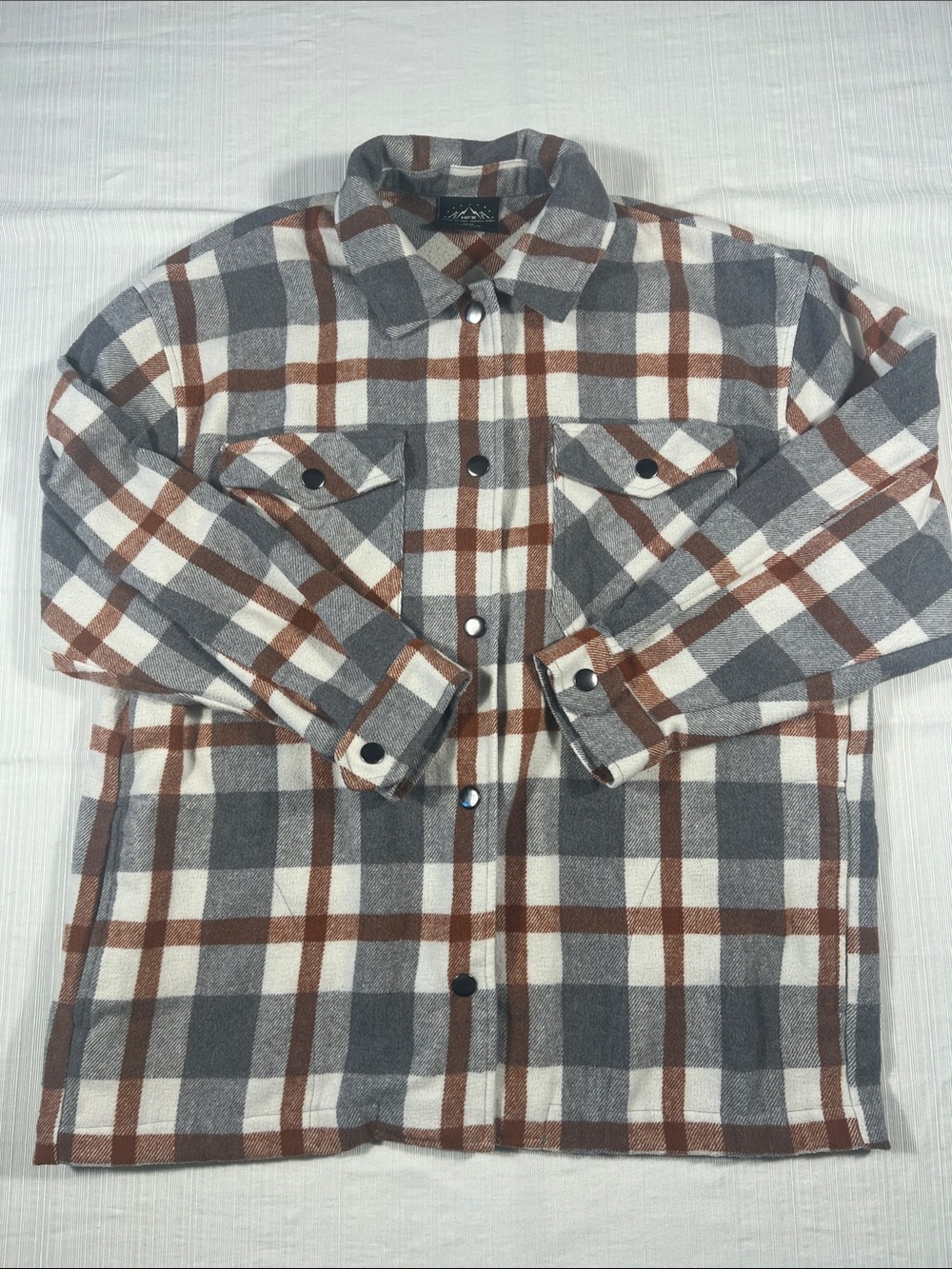 HFX Plaid Snap Closure Flannel Fleece Shacket